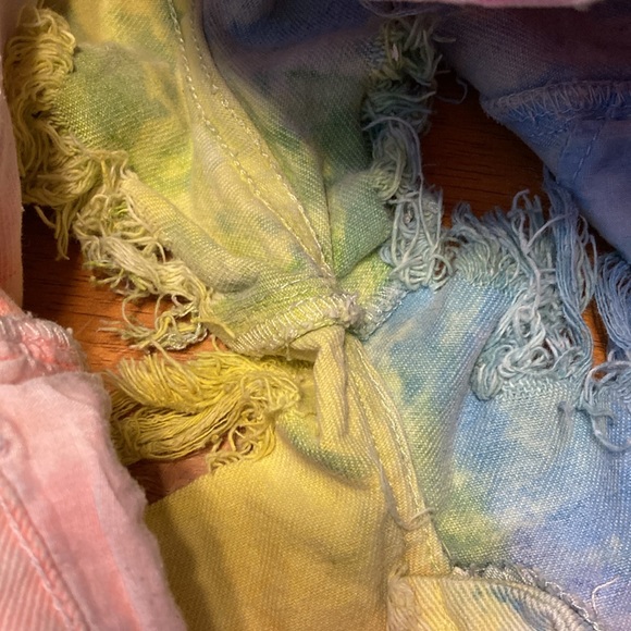 UNIF Womens Size 28 Tie Dye Pastel Distressed High Waisted Jean Short Shorts - Picture 9 of 13